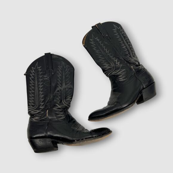 Vintage Other - Vintage Cowtown Black Leather Western Cowboy Boots Men’s 9D Handmade USA